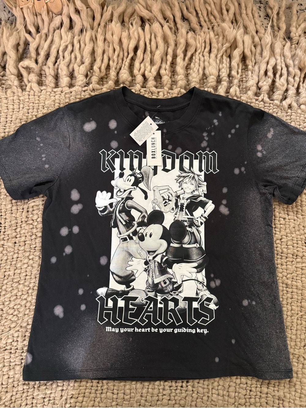 Kingdom Hearts Black Graphic Women/Kids T-Shirt with Mickey & Friends